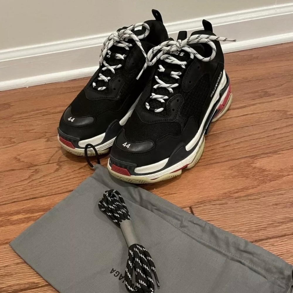 Balenciaga Triple S Red Black Sneakers Size 11